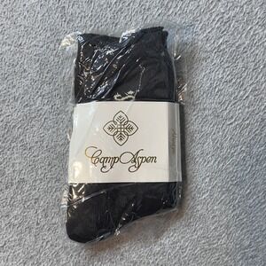 Camp Aspen Socks Unisex OS Black Cotton Blend Snowflake Logo Ribbed Crew Socks